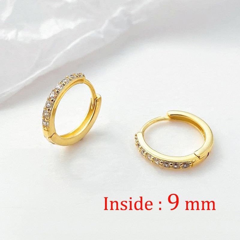 2 Stück Edelstahl Minimal Creolen Kristall Zirkonia Kleine Huggie Dünne Knorpel-Ohrstecker Helix Tragus Piercing Schmuck